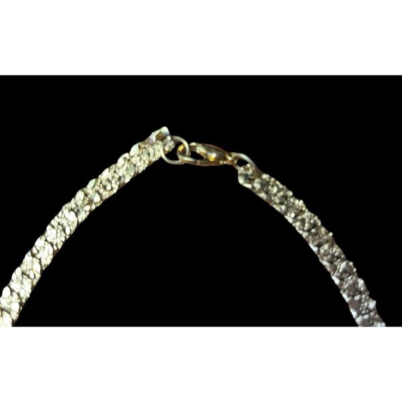 Vintage Gold Tone Flat Nugget Textured Chain Necklace Classic Reversible 18” - Picture 5 of 5